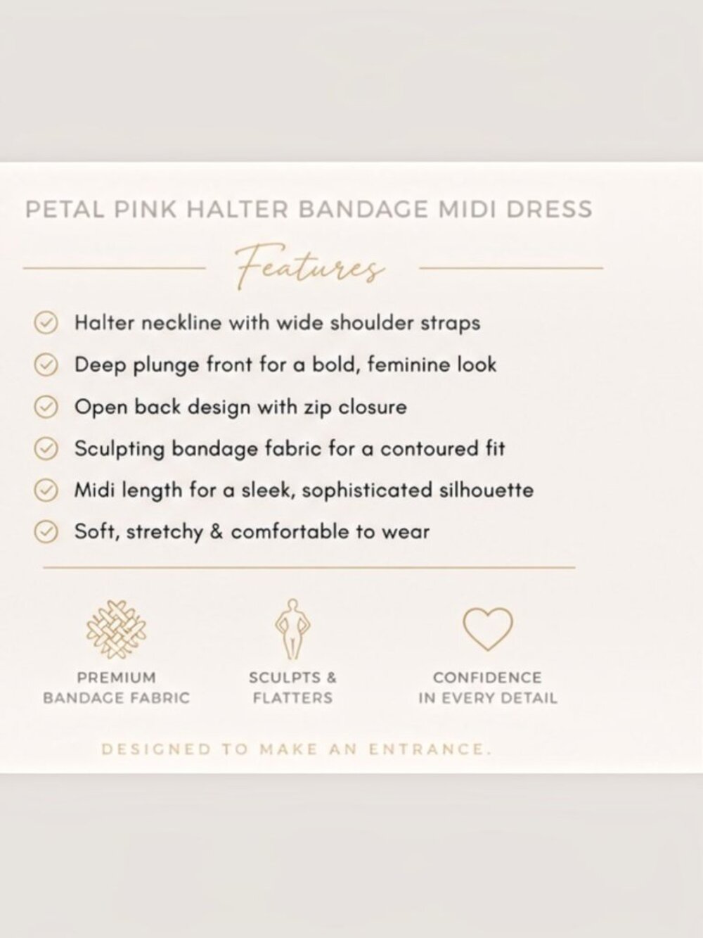 Petal Pink Halter Bandage Midi Dress | Deep V Open Back Bodycon | Size L - Picture 9 of 10